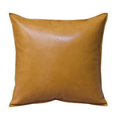 Pu Oil Wax Leather Cushion Cover Solid Color Luxury Simulation Leather Sofa Cushion Pillowcase