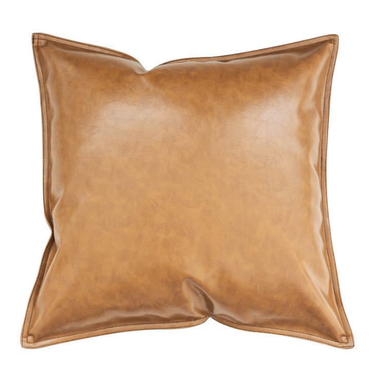 Pu Oil Wax Leather Cushion Cover Solid Color Luxury Simulation Leather Sofa Cushion Pillowcase