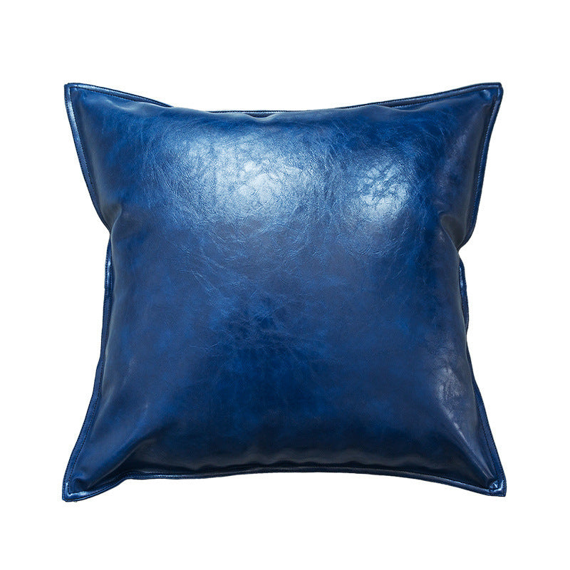Pu Oil Wax Leather Cushion Cover Solid Color Luxury Simulation Leather Sofa Cushion Pillowcase