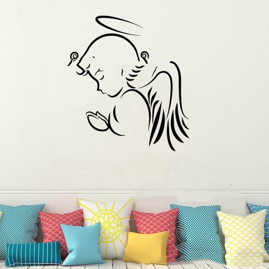 Cute Angel Baby Wishing Pattern Wall Stickers - Removable PVC Decal for Children's Room Bedroom