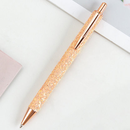 Ins Metal Pen Pu Bag Diamond Pen Sequin Press Pen Customized Multi-Color Press Ballpoint Pen - DropOnline.co