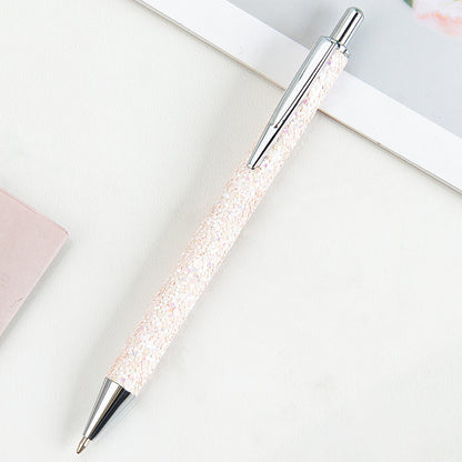 Ins Metal Pen Pu Bag Diamond Pen Sequin Press Pen Customized Multi-Color Press Ballpoint Pen - DropOnline.co