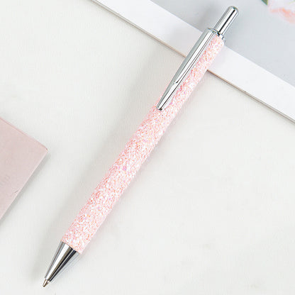 Ins Metal Pen Pu Bag Diamond Pen Sequin Press Pen Customized Multi-Color Press Ballpoint Pen - DropOnline.co