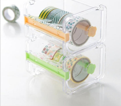 Fante Scotch Tape Cutter Sub-Packing Box Office Gadgets Japanese-Style Hand Account Desktop Tape Storage Box Seat - DropOnline.co