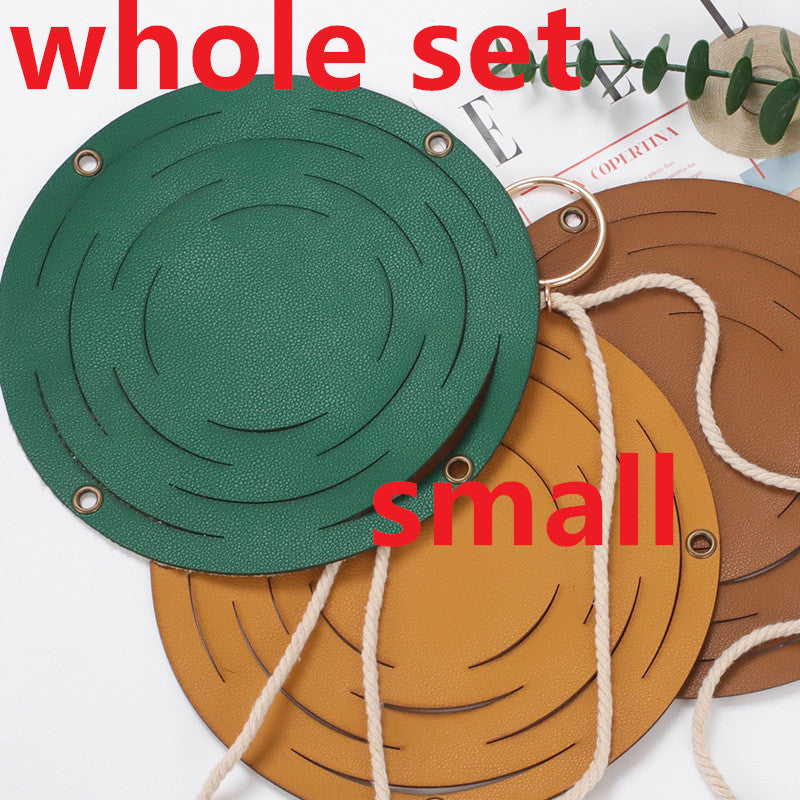 Leather Hanger Basket Macrame Wall Hanging Planter Shelf Decorative Flower Pot Holder Boho Home Decor for Small Plants