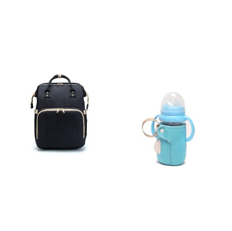 USB Charging Mommy Bed Backpack - Foldable Large Capacity Multi-Function Baby Bag