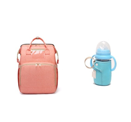 USB Charging Mommy Bed Backpack - Foldable Large Capacity Multi-Function Baby Bag