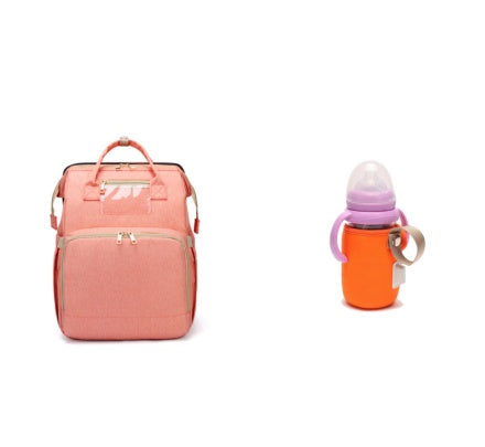 USB Charging Mommy Bed Backpack - Foldable Large Capacity Multi-Function Baby Bag
