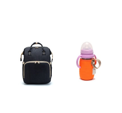 USB Charging Mommy Bed Backpack - Foldable Large Capacity Multi-Function Baby Bag