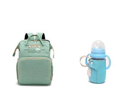 USB Charging Mommy Bed Backpack - Foldable Large Capacity Multi-Function Baby Bag