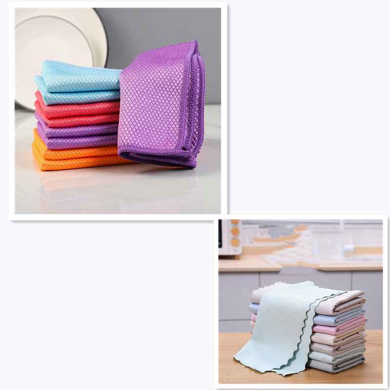 Fish Scale Rag Seamless Glass Cleaning Kitchen Absorbent Towel