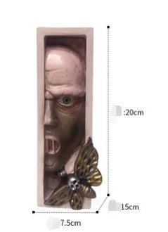 Horror Peeping On The Bookshelf Human Face Resin Bookends Bookstand Sculpture Collecting Cd Albums Bookshelf Decor