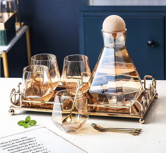 Premium Nordic Glass Amber Cup Set - Creative Living Room Home Decoration Gift