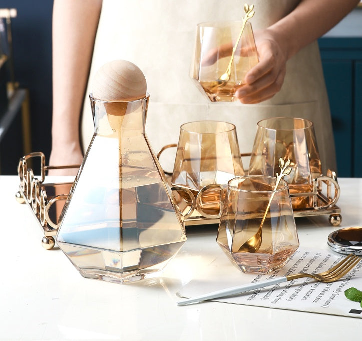 Premium Nordic Glass Amber Cup Set - Creative Living Room Home Decoration Gift