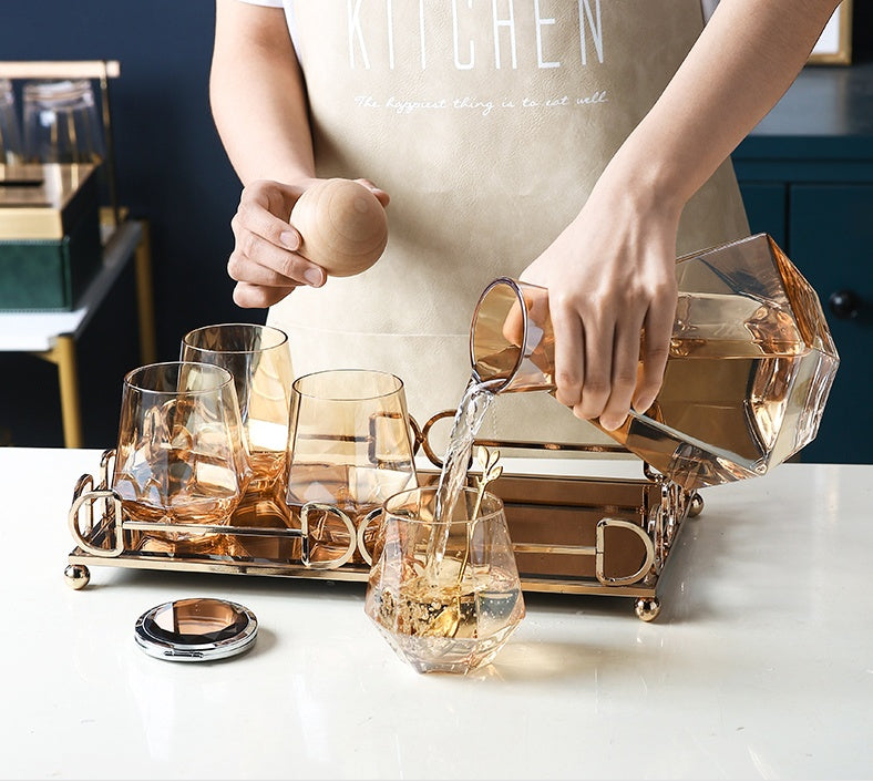 Premium Nordic Glass Amber Cup Set - Creative Living Room Home Decoration Gift