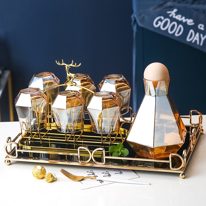 Premium Nordic Glass Amber Cup Set - Creative Living Room Home Decoration Gift