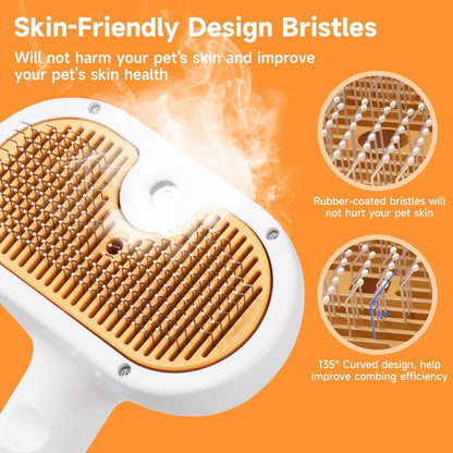 Universal Pet Steam Brush For Cats And Dogs 3-in-1 Spray Hair Removal Comb With Waterless Shampoo And Ear Towel,Tiktok, Amazon, Walmart Banned - DropOnline.co
