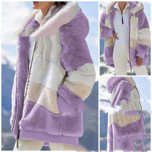 Women's Multicolor Patchwork Hooded Short Jacket - Fashion Outerwear