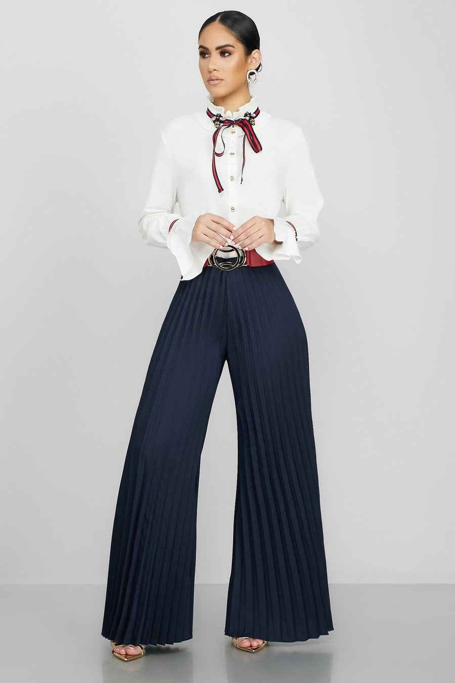 Fashionable Casual Pleated Wide-leg Women's Pants