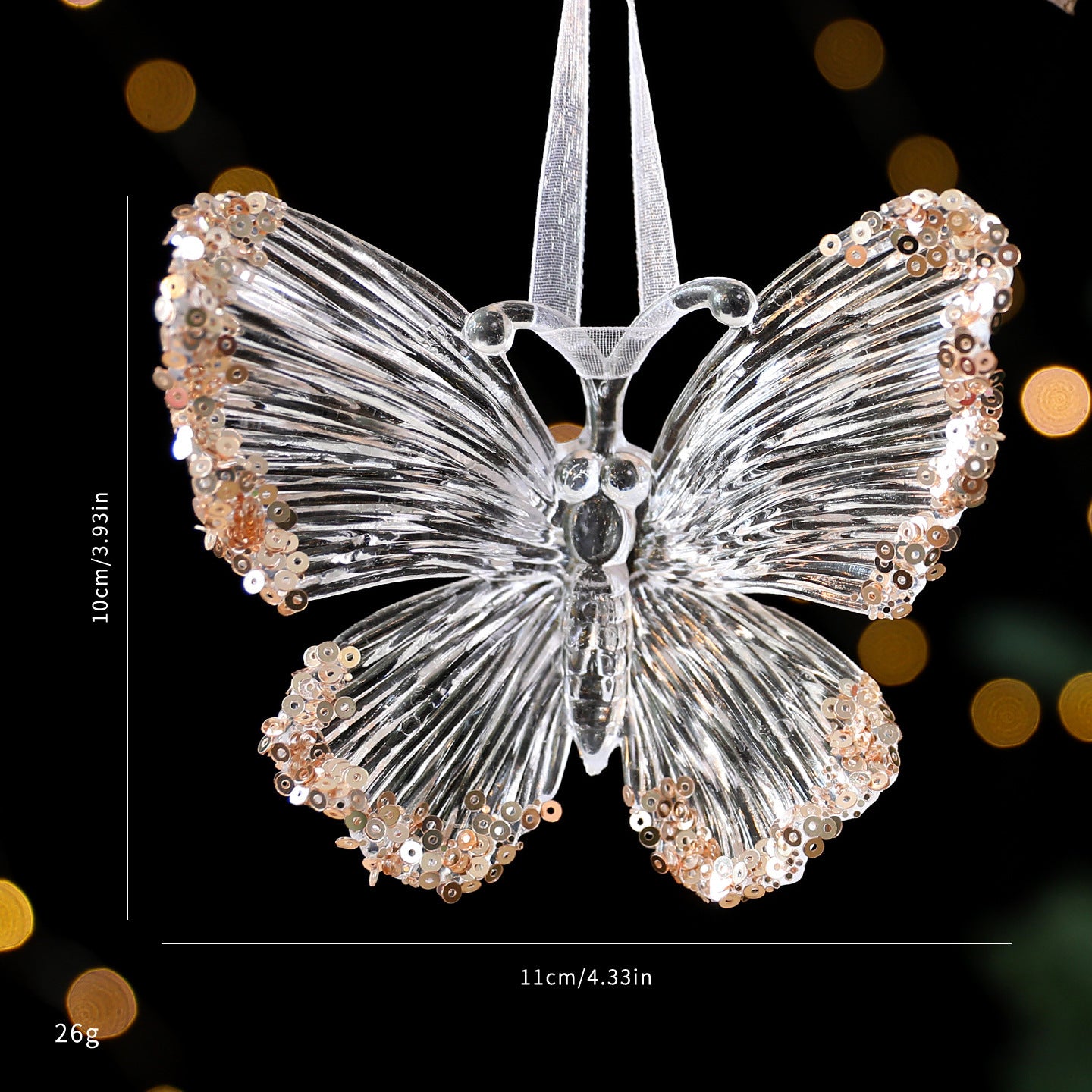 Christmas Sequined Acrylic Pendant - Transparent Champagne Gold Ornament Decoration