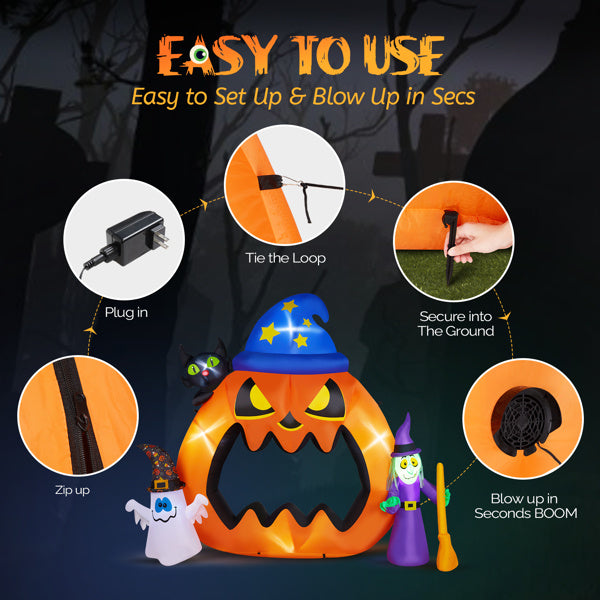 6.9ft Pumpkin Inflatable Halloween Decoration - Large Outdoor Display