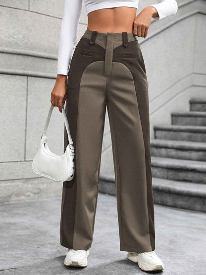 Patchwork Temperament Commuting High-waisted Casual Versatile Slimming Wide-leg Pants
