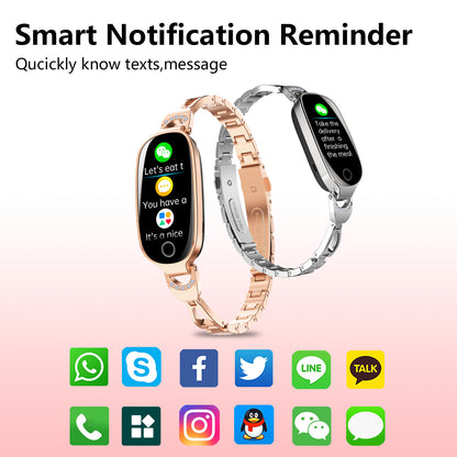 Gold Smartwatch For Women Compatible For Android& IOS,Bling Smart Bracelet With Female Menstrual Cycle Heart Rate Blood Pressure Remote Photography Waterproof Pedometer - DropOnline.co