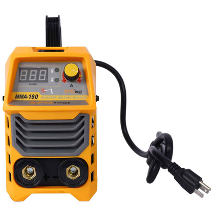 110  220V MMA Welder, 160A Stick  Welding Machine IGBT Inverter Digital Display LCD Hot Start Welder With Electrode Holder, Work Clamp, Input Power Adapter Cable Dual Voltage DC