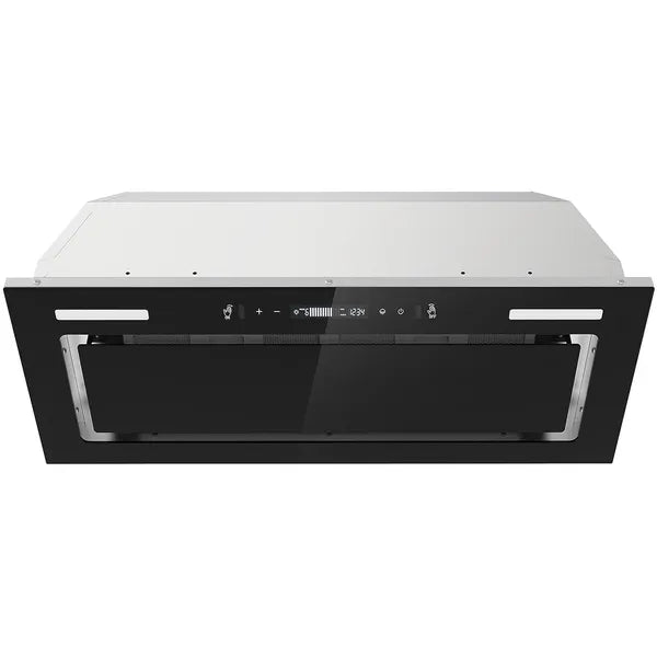 Range Hood Insert 30 Inch 800 CFM, Built-in Vent Hood Black Glass Gesture & Touch Control Kitchen Exhaust Fan, Mesh Filters Recirculating Stove Hood Dual LED Lights Ducted/Ductless Convertible
