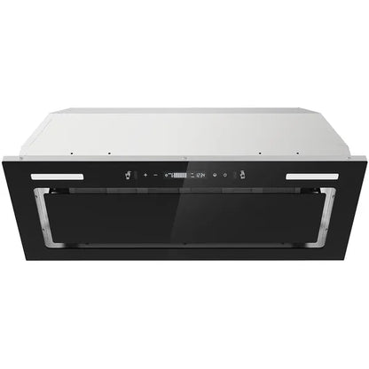Range Hood Insert 30 Inch 800 CFM, Built-in Vent Hood Black Glass Gesture & Touch Control Kitchen Exhaust Fan, Mesh Filters Recirculating Stove Hood Dual LED Lights Ducted/Ductless Convertible
