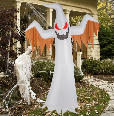 12ft Giant Inflatable Ghost - LED Lights & Flashing Red Eyes Halloween Decoration