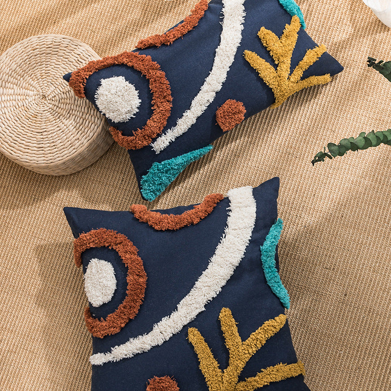 Amazon Cross-border Tufted Canvas Pillow Cover Home Bedroom Bedside Living Room Backrest Cushion Wholesale