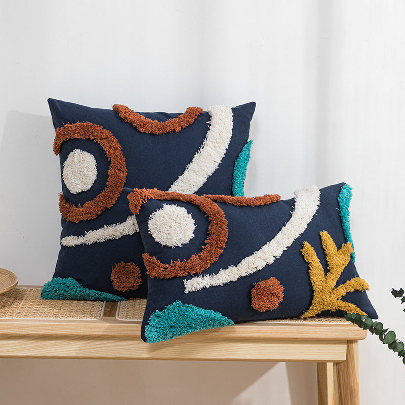 Amazon Cross-border Tufted Canvas Pillow Cover Home Bedroom Bedside Living Room Backrest Cushion Wholesale