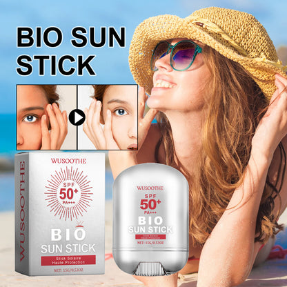 WUSOOTHE Bio Sun Stick 15g - Advanced Protection With Peptide Complex, Collagen And Hyaluronic Acid SPF50,PortableStrong UVProtection Sunscreen Stick - DropOnline.co