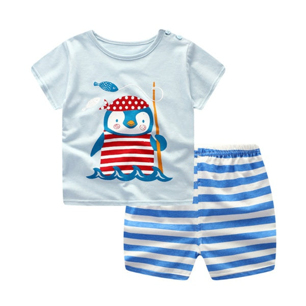 Cartoon Baby Clothing Set - Summer T-Shirt & Shorts Outfit for Boys & Girls
