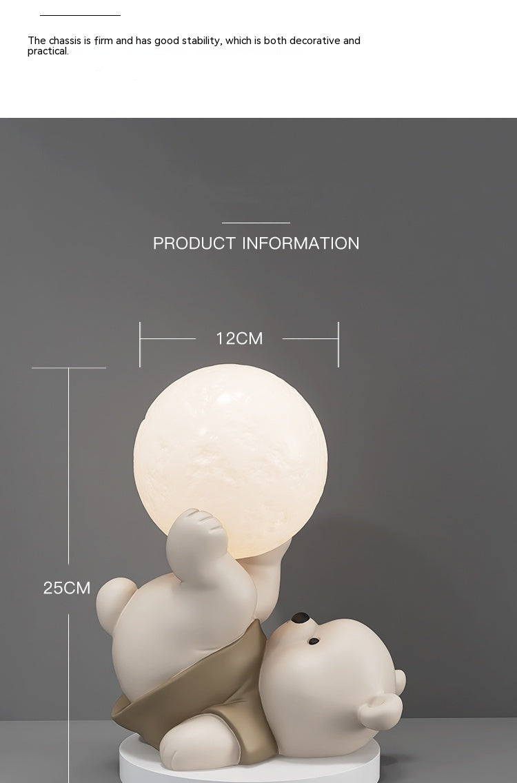 Premium Cute Bear Night Light - Resin Home Decoration Bedroom Bedside Lamp