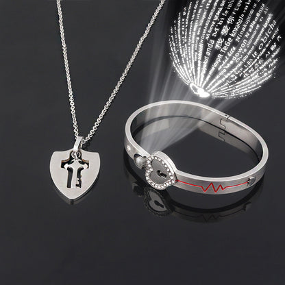 Fashion Jewelry Titanium Steel Couple Love Lock, Bracelet, Key Set, Necklace - DropOnline.co