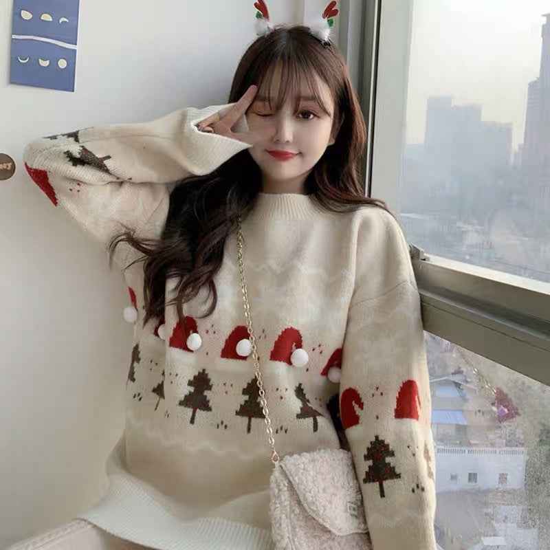 Loose Round Neck Pullover Women's Sweater Women