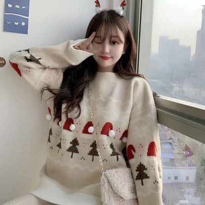 Loose Round Neck Pullover Women's Sweater Women
