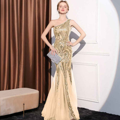 Women's High-end Entry Lux Elegant Socialite Dinner Party Sexy Long Slimming Fishtail Dress