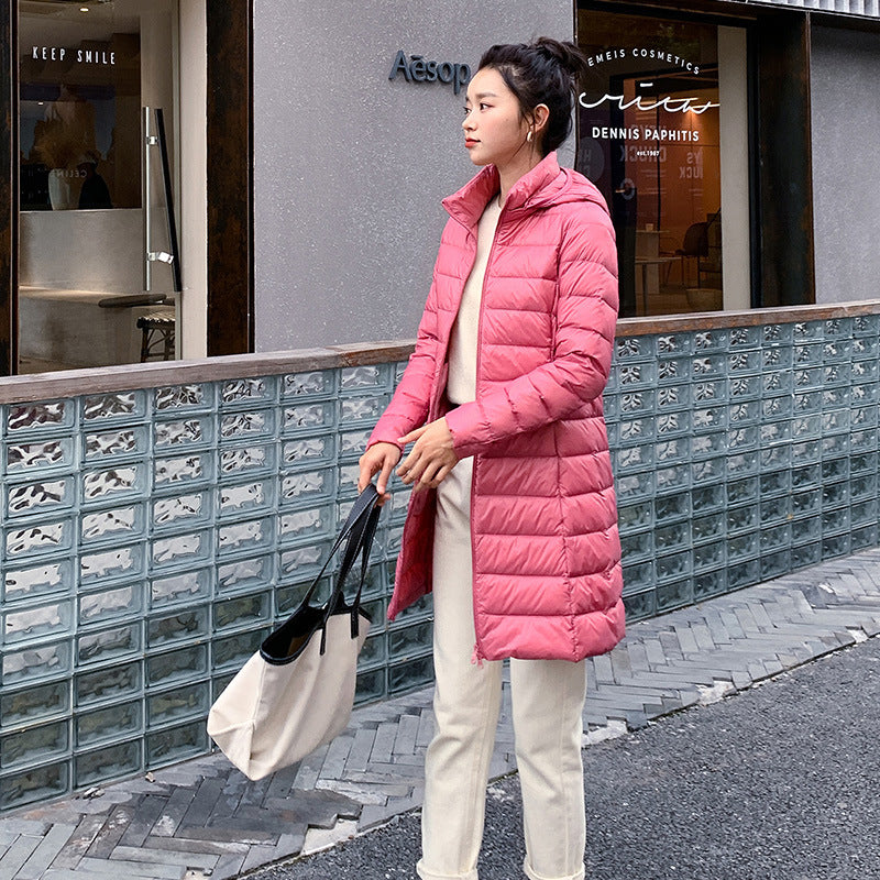 Mid-Length Lightweight Down Jacket for Women - Premium Insulated Coat