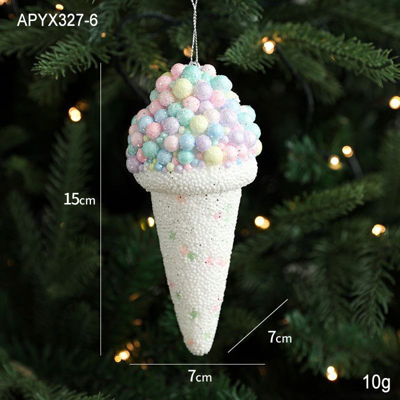 Creative Foam Ice Cream & Mushroom Christmas Tree Ornaments - Pastoral Style Pendants