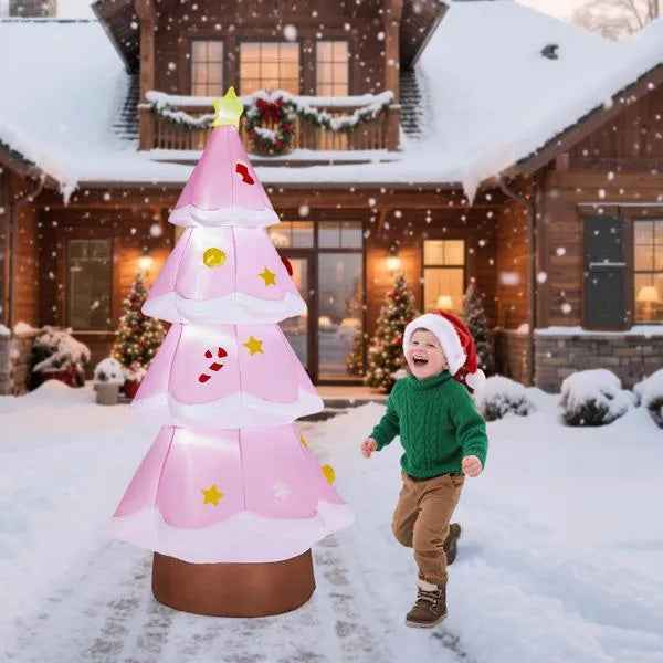 7.2FT Inflatable Christmas Tree - LED Lighted Blow Up Yard Decoration with RGB Light - DropOnline.co