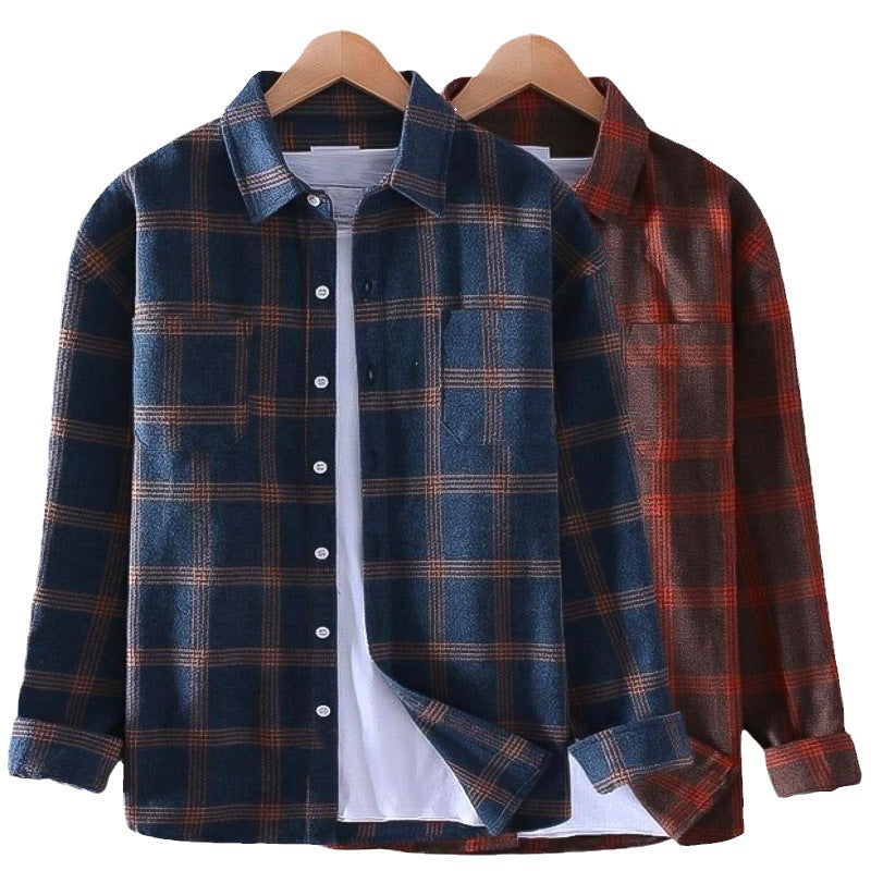 Men's Casual Plaid Long Sleeve Shirt - Classic Button-Down Style