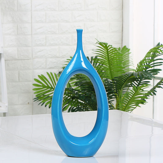 Premium Hollow Ceramic Vase - Modern Home Decoration Centerpiece
