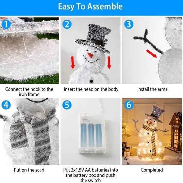 LED Christmas Snowman Decoration Light - Collapsible Battery Operated - DropOnline.co