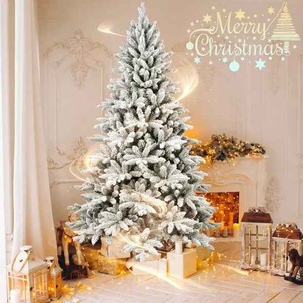 5ft Artificial Flocked Christmas Tree - PVC PE Hinged Fireproof Tree by LiMei - DropOnline.co