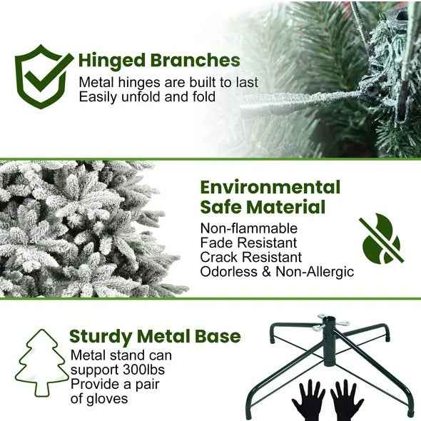 5ft Artificial Flocked Christmas Tree - PVC PE Hinged Fireproof Tree by LiMei - DropOnline.co