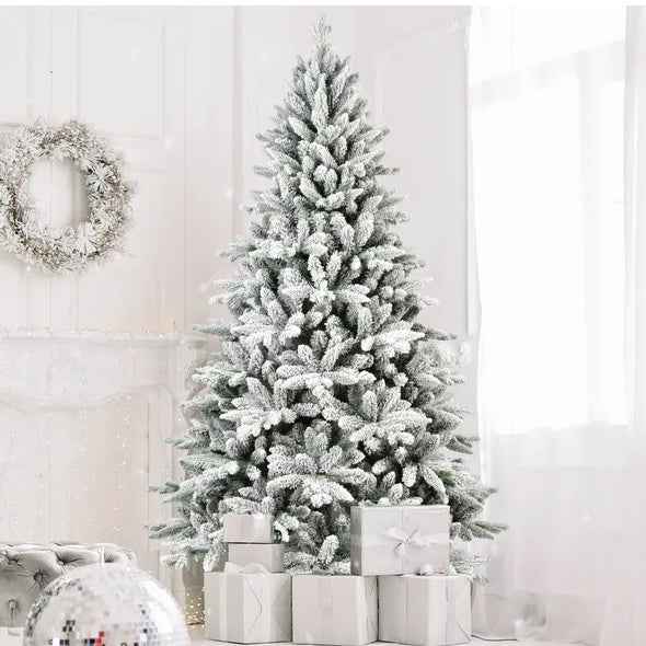 5ft Artificial Flocked Christmas Tree - PVC PE Hinged Fireproof Tree by LiMei - DropOnline.co