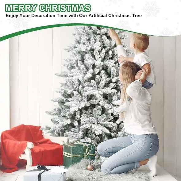5ft Artificial Flocked Christmas Tree - PVC PE Hinged Fireproof Tree by LiMei - DropOnline.co
